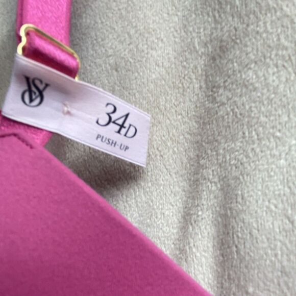 Victoria's Secret Dream Angels Push Up Bra Pink Lace 34D Adjustable - Picture 4 of 8